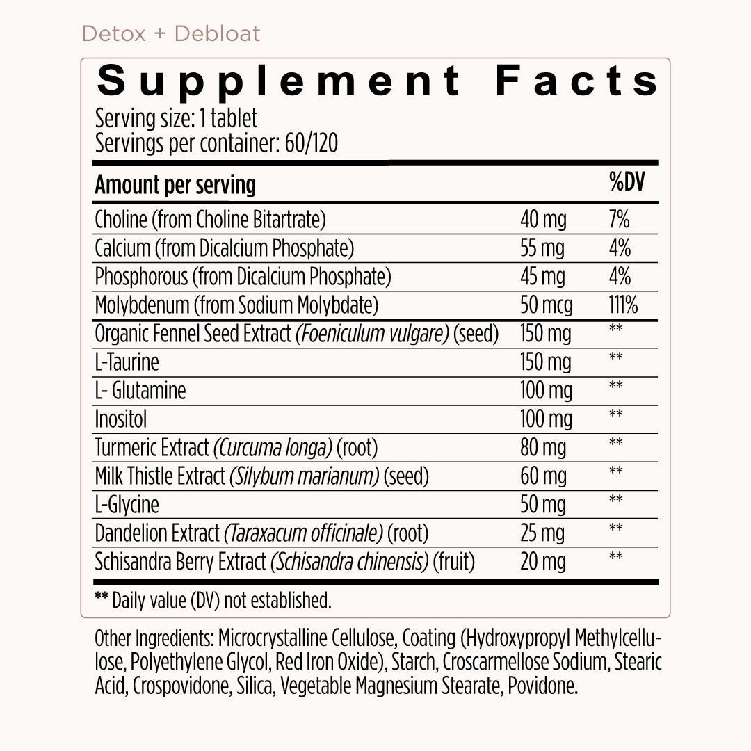 Detox + Debloat. Bloating Relief for Women with Milk Thistle, Turmeric, and Fennel. Liver Health and Gut Support. Nutritionist-Formulated
