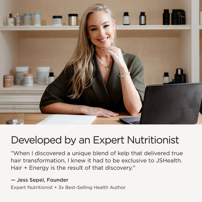 Hair Growth Vitamins for Women. Hair + Energy with Kelp Iodine and Zinc. Supports Thickness, Strength, Energy. Nutritionist-Formulated